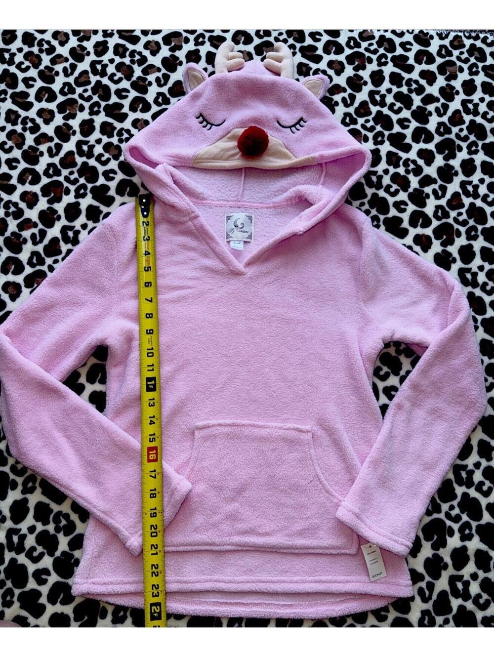 PJ Couture Raindeer Hodie Fleece Pullover Pajama Top Size Small - Picture 2 of 5